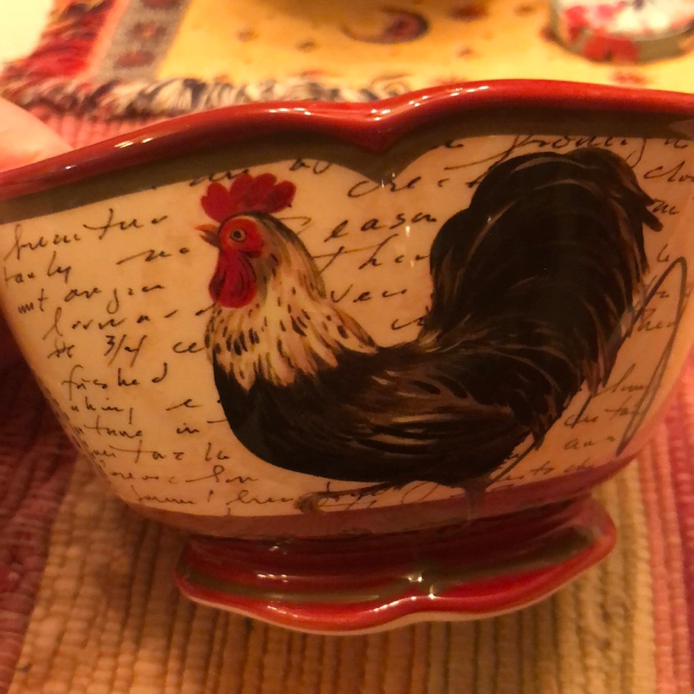 Certified International~Tuscan Rooster~Individual Ice Cream Dish~Pamela Gladding